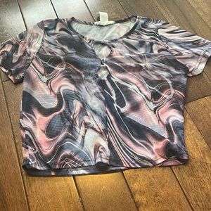 cute purple pink crop see through